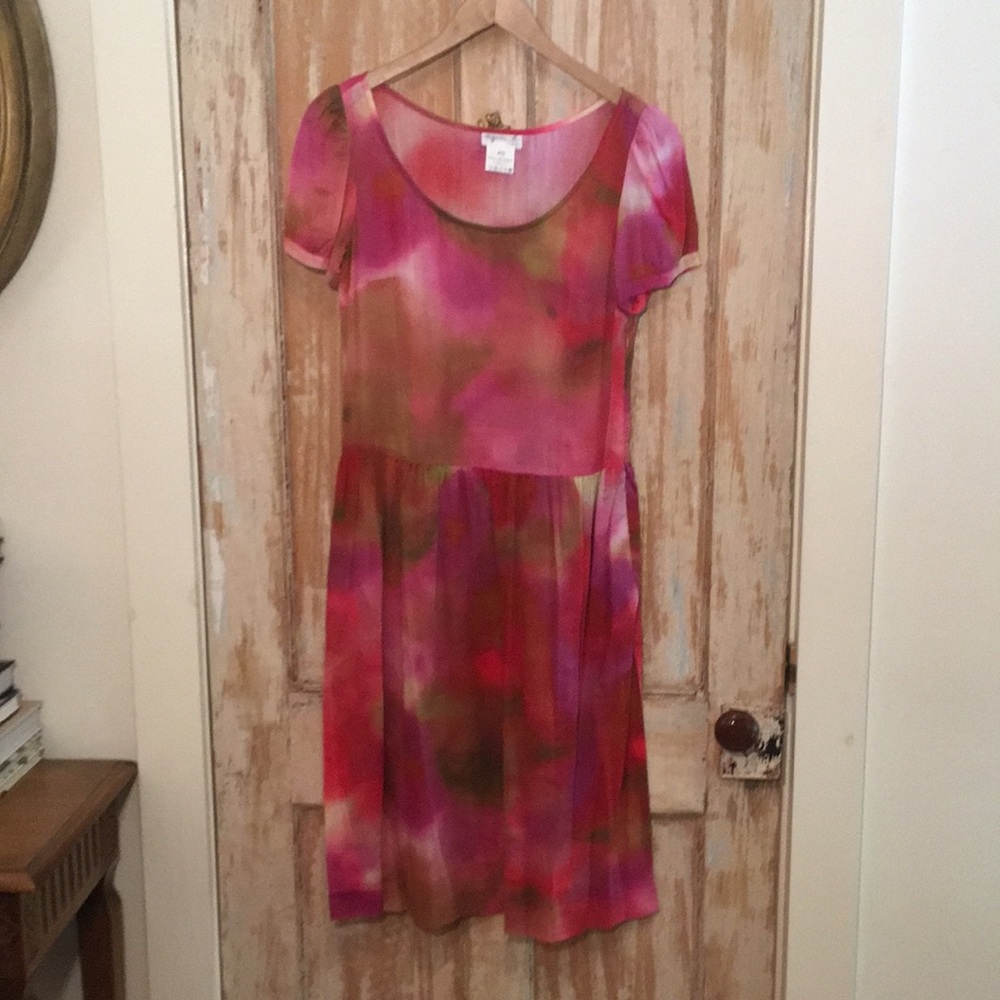 Agnes B. Paris Tie-Print Cotton Voille Dress FR 40